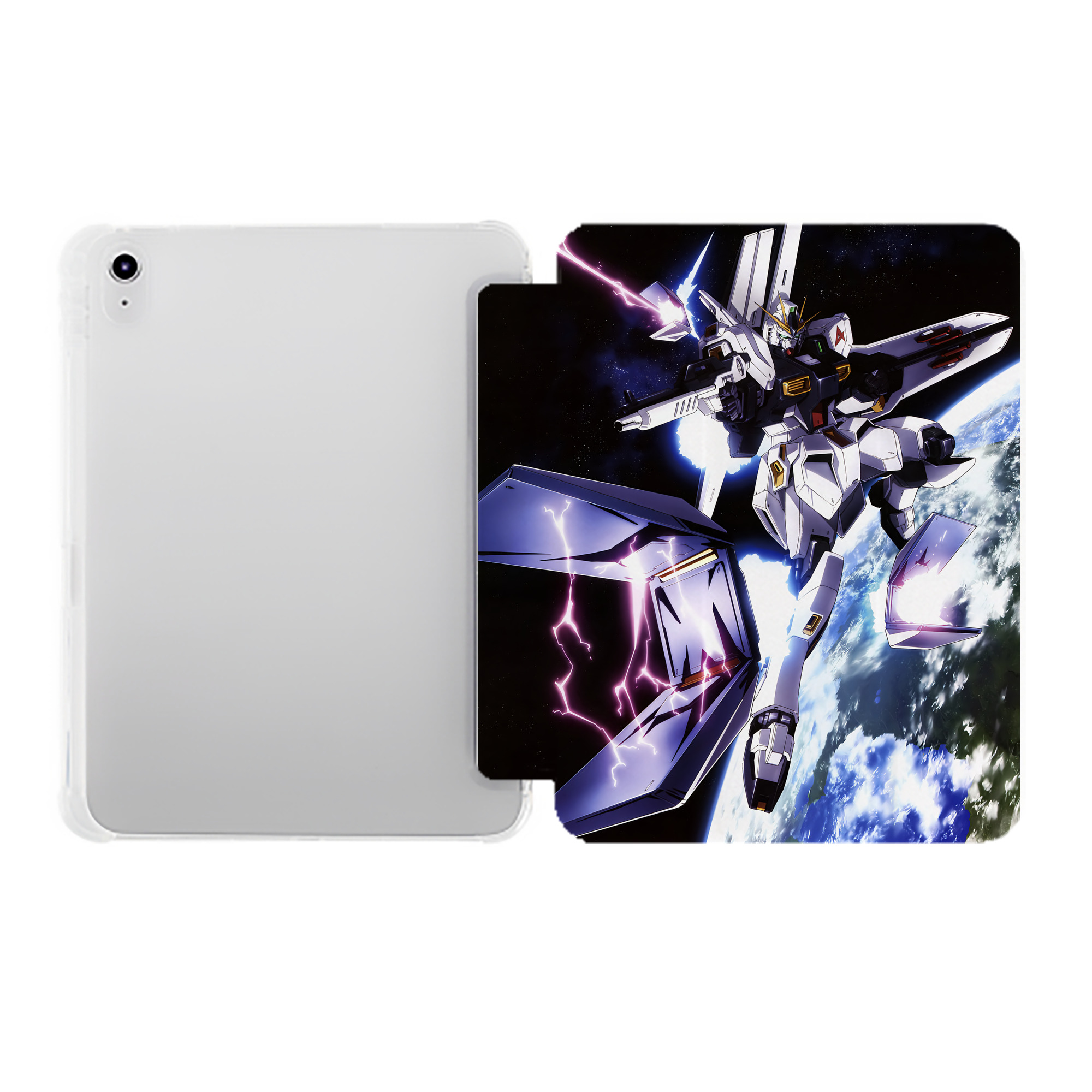 （画像用） 機動戦士ガンダム Mobile Suit Gundam IPad ケース ペン収納付き 三つ折りスタンド PUレザー×シリコン 対応機種9.5/10.5/10.9インチ